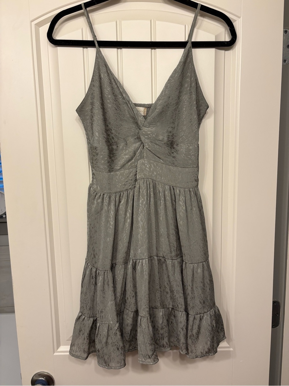 Spaghetti Strap Twist-Front Sage Green Dress